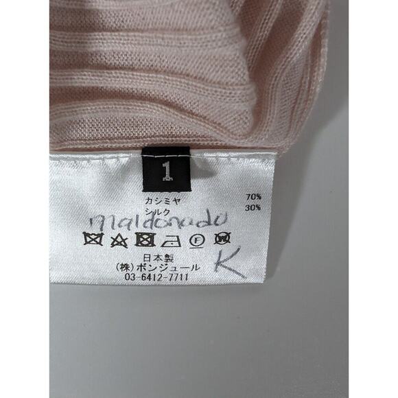 Leur Logette Pink Cashmere Silk Ribbed Balloon Sleeve Sweater Mock Neck XS - Picture 8 of 10